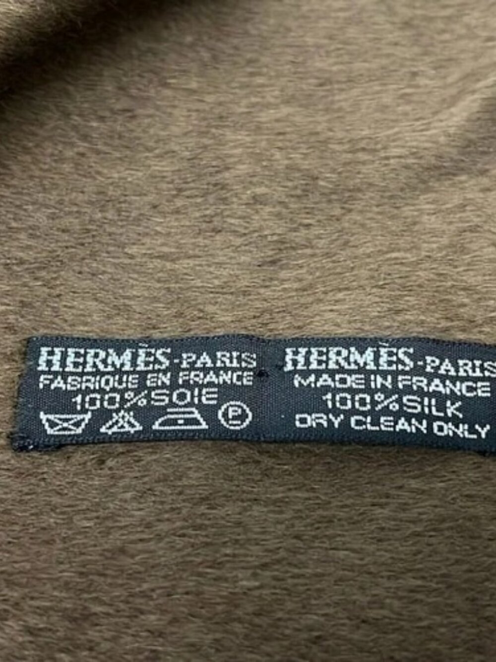 HERMES Cream Dark Brown Multi Silk Angora Scarf - Picture 3 of 6